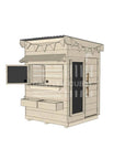 Flat roof raw pine timber cubby house domestic little square size with accessories