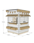 Flat roof painted wooden cubby house residential little square with dimensions