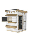Flat roof painted pine timber cubby house domestic little square size with accessories