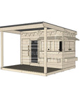 Raw wooden cubby house with front porch for residential and family homes midi rectangle size with accessories