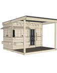 Pine timber cubby house with front verandah and deck for family gardens midi rectangle size with accessories