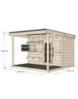 Raw pine cubby house with front verandah for residential backyards midi rectangle size with dimensions