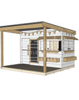 Painted wooden cubby house with front porch for residential and family homes midi rectangle size with accessories