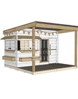 Painted timber cubby house with front verandah and deck for family gardens midi rectangle size with accessories
