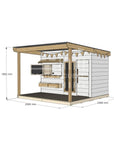 Painted pine cubby house with front verandah for residential backyards midi rectangle size with dimensions