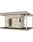 Raw wooden cubby house with wraparound porch for residential and family homes midi rectangle size with accessories
