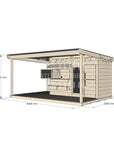 Raw pine cubby house with wraparound verandah for residential backyards midi rectangle size with dimensions