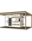 Painted wooden cubby house with wraparound porch for residential and family homes midi rectangle size with accessories