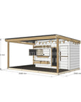 Painted pine cubby house with wraparound verandah for residential backyards midi rectangle size with dimensions