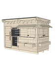 Flat roof raw wooden cubby house family backyard midi rectangle size with accessories