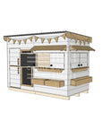 Flat roof painted wooden cubby house family backyard midi rectangle size with accessories