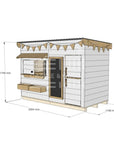 Flat roof painted pine timber cubby house domestic midi rectangle size with accessories