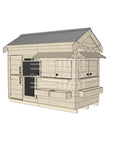 Pitched roof raw pine timber cubby house residential and family homes midi rectangle accessories