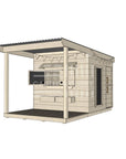 Pine timber cubby house with front verandah and deck for family gardens midi square size with accessories