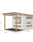 Painted pine cubby house with front verandah for residential backyards midi square size with dimensions