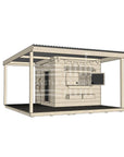 Raw wooden cubby house with wraparound porch for residential and family homes midi square size with accessories
