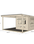 Raw pine cubby house with wraparound verandah for residential backyards midi square size with dimensions