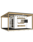 Painted wooden cubby house with wraparound porch for residential and family homes midi square size with accessories