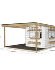 Painted pine cubby house with wraparound verandah for residential backyards midi square size with dimensions