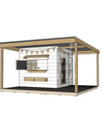 Painted timber cubby house with wraparound verandah and deck for family gardens midi square size with accessories