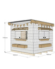 Flat roof painted wooden cubby house residential midi square with dimensions
