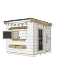 Flat roof painted pine timber cubby house domestic midi square size with accessories