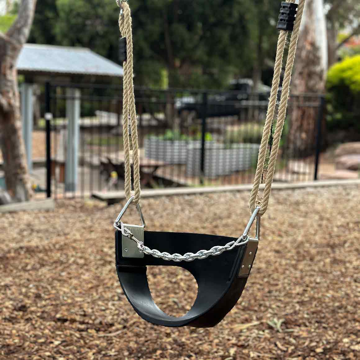 Wooden bucket seat for Timber swing sets. Made in Australia.