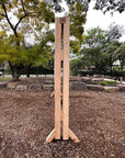 Side profile of timber swing set. Hand made in Australia for Childcare centres and primary schools.