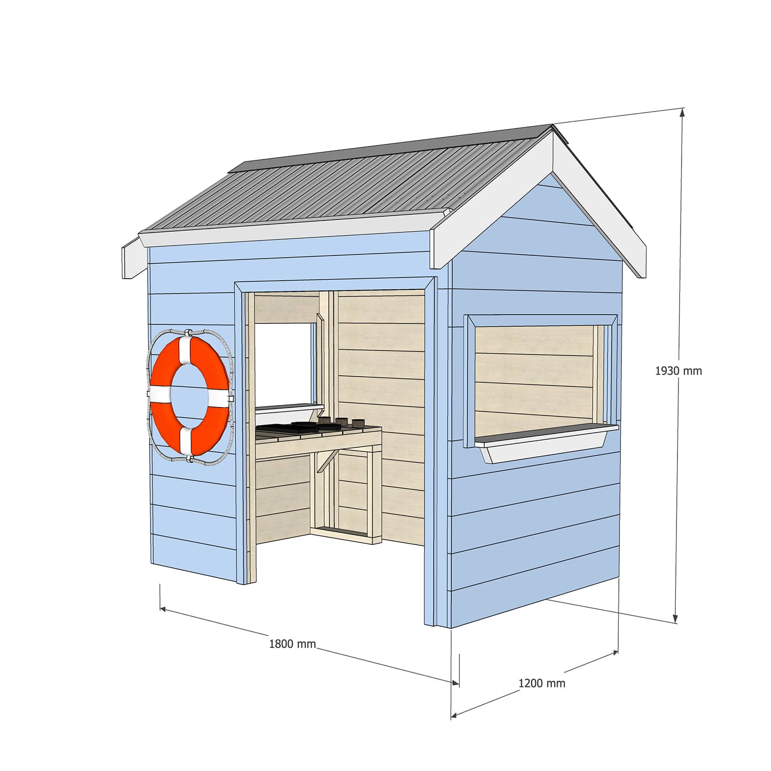 Castle and Cubby Timber Beach Shack Role Play Commercial BBQ