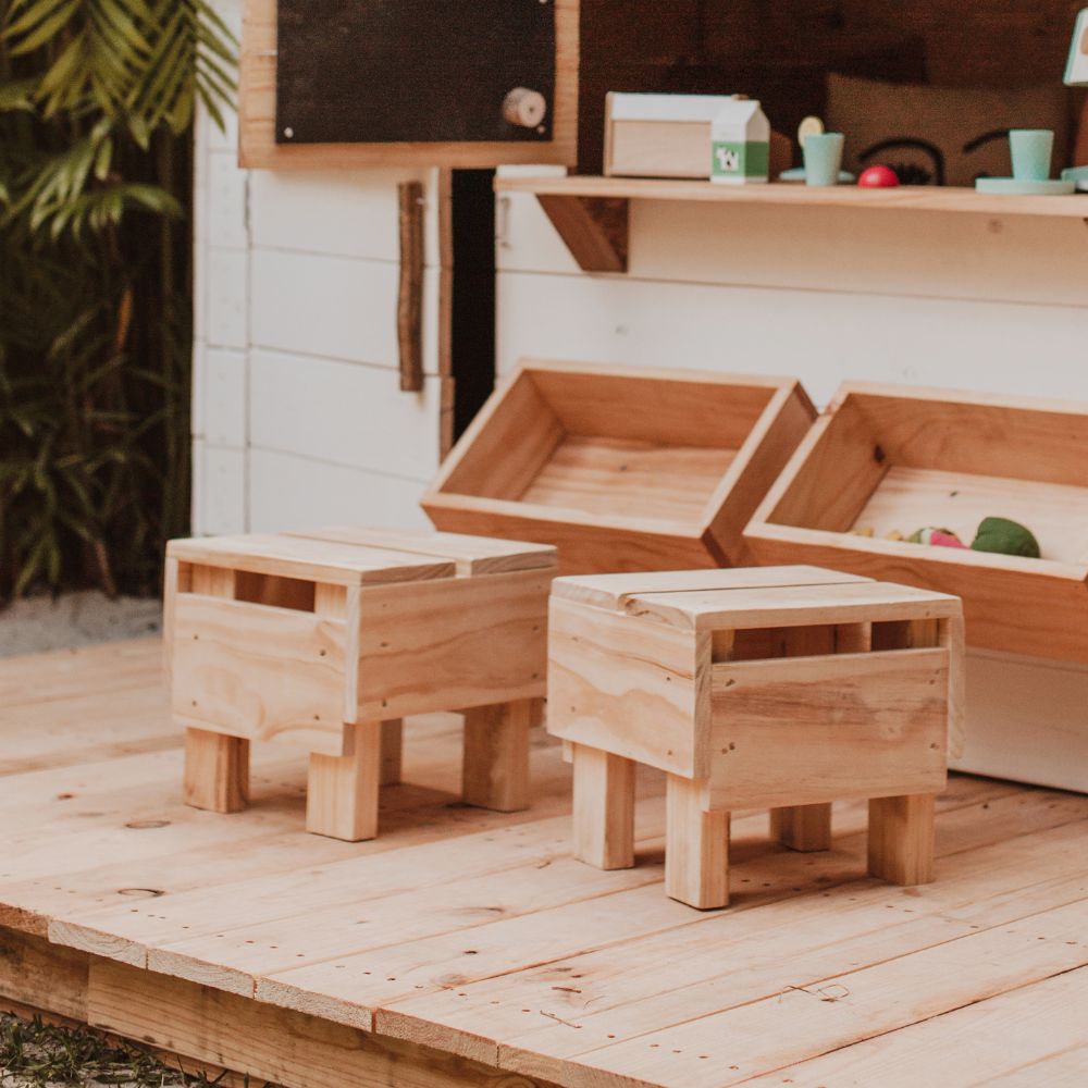 Kids Wooden Seat Stools - Perfect kids furniture for inside a cubby house