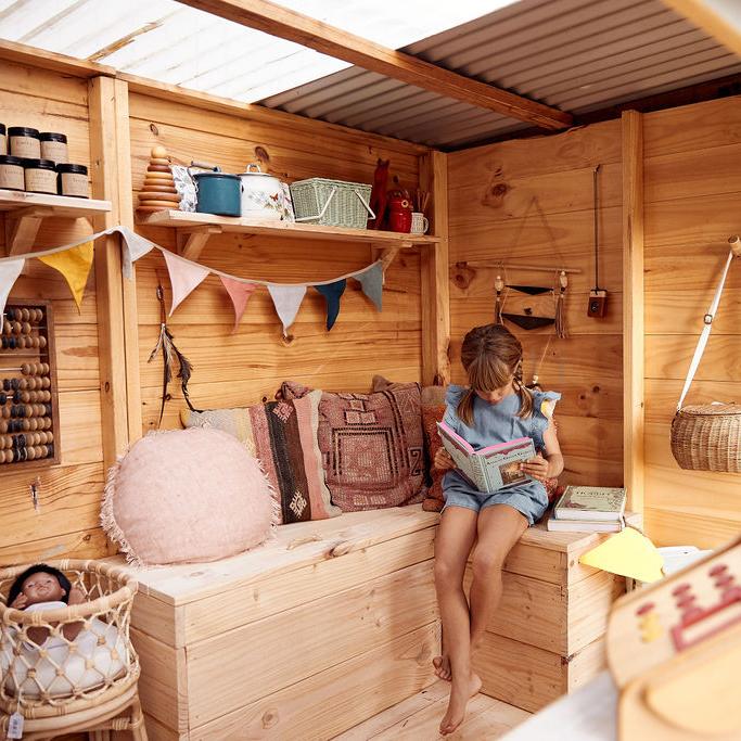 Castle & Cubby timber bench seat storage boxes in pine and hardwood. Perfect for storing kids toys and garden products