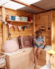 Castle & Cubby timber bench seat storage boxes in pine and hardwood. Perfect for storing kids toys and garden products
