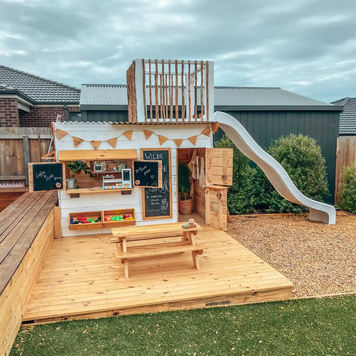 The 'Wilde and Blue' Fort Top Cubby Package Castle and Cubby