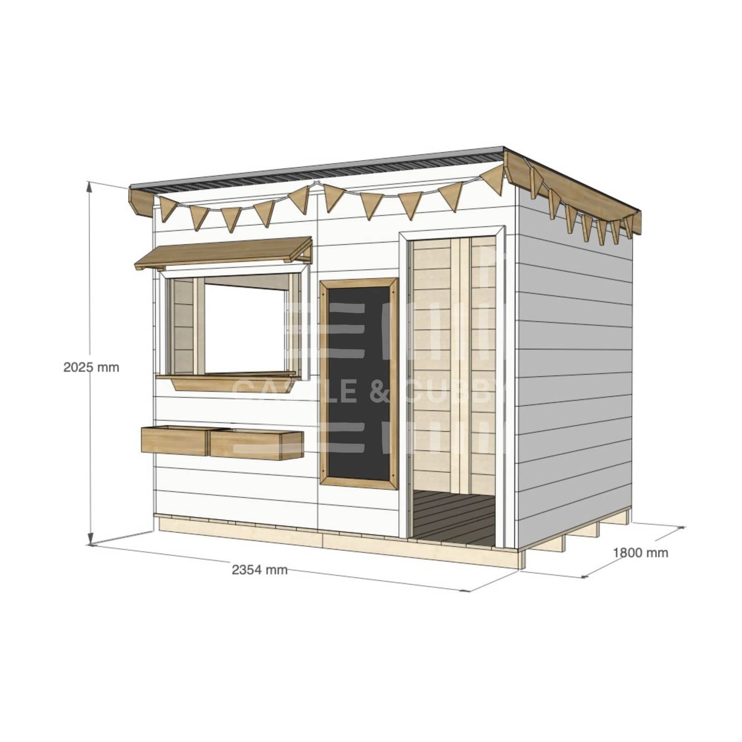 Flat roof painted extra height wooden cubby house commercial education large rectangle
