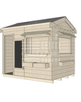Pitched roof extra height raw wooden cubby house commercial education large rectangle accessories