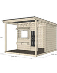 A commercial grade extended height pine large rectangle cubby house with front verandah and accessories package