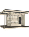 Layout options for extended height large square cubby with wraparound verandah