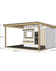 Commercial grade extended height painted large square timber cubby house with wraparound verandah and accessories