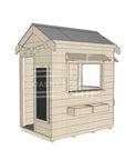 Pitched roof extra height raw wooden cubby house commercial education little rectangle accessories