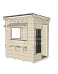 Flat roof raw extra height wooden cubby house commercial education little rectangle