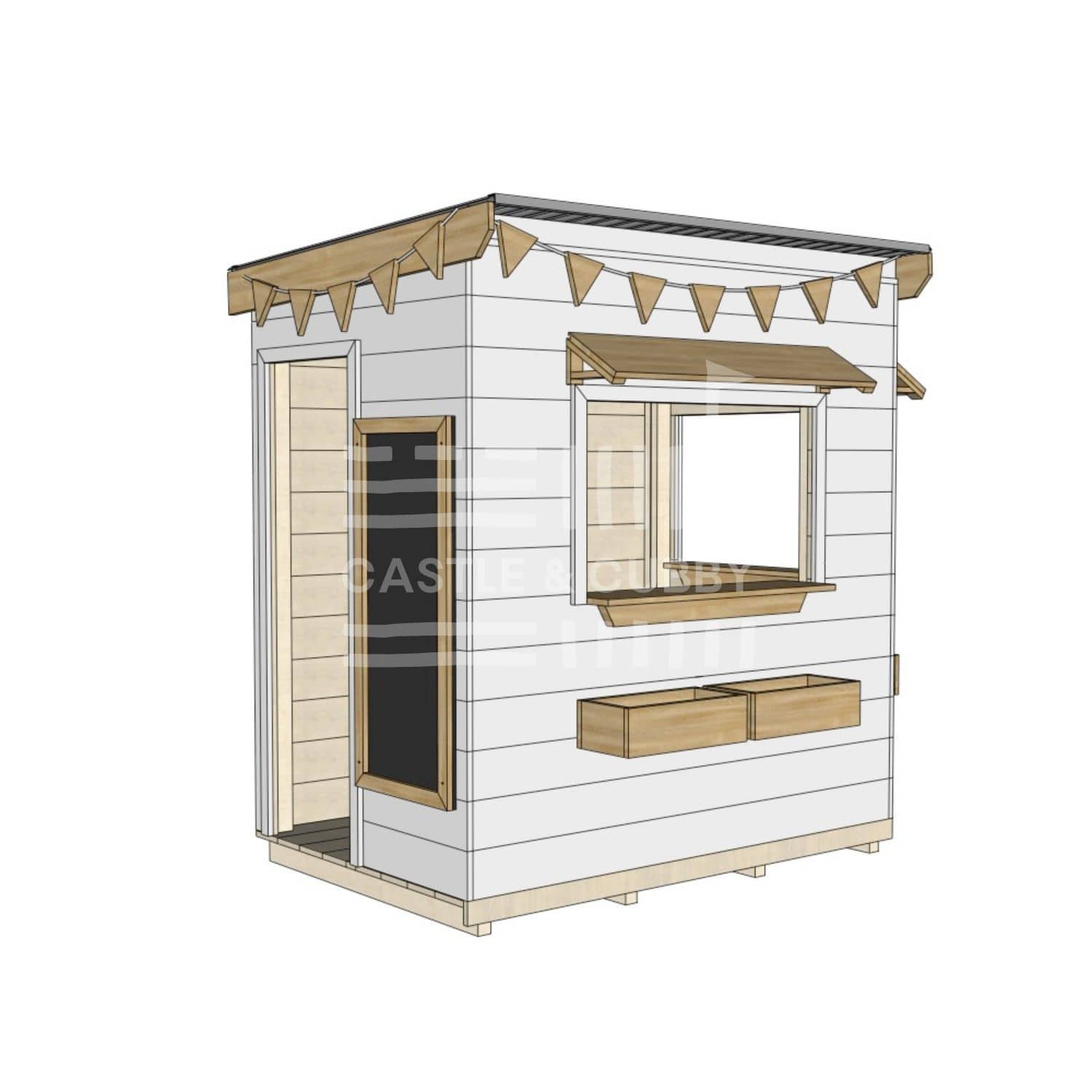Flat roof painted extra height wooden cubby house commercial education little rectangle accessories
