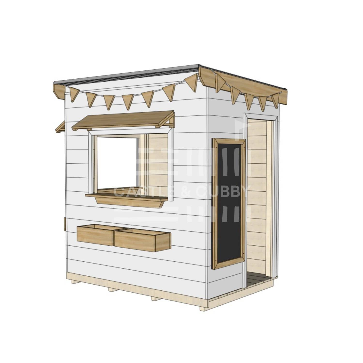 Flat roof painted extra height wooden cubby house commercial education little rectangle