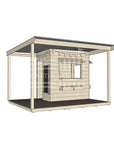 Commercial grade extended height little rectangle wooden cubby house with wraparound verandah and accessories