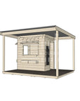 Commercial grade extended height little rectangle timber cubby house with wraparound verandah and accessories