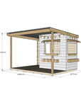 Commercial grade extended height painted little rectangle pine timber cubby house with wraparound verandah, accessories and dimensions