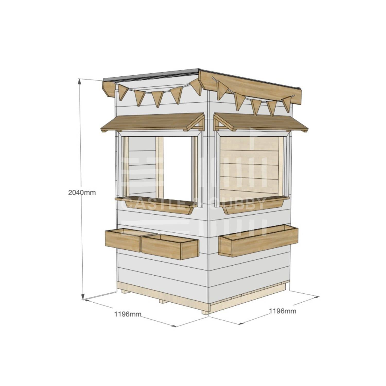 Flat roof painted extra height wooden cubby house commercial education little square dimensions