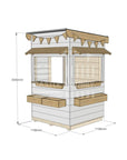 Flat roof painted extra height wooden cubby house commercial education little square dimensions