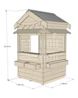 Pitched roof extra height raw wooden cubby house commercial education little square dimensions