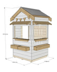 Pitched roof extra height painted wooden cubby house commercial education little square dimensions