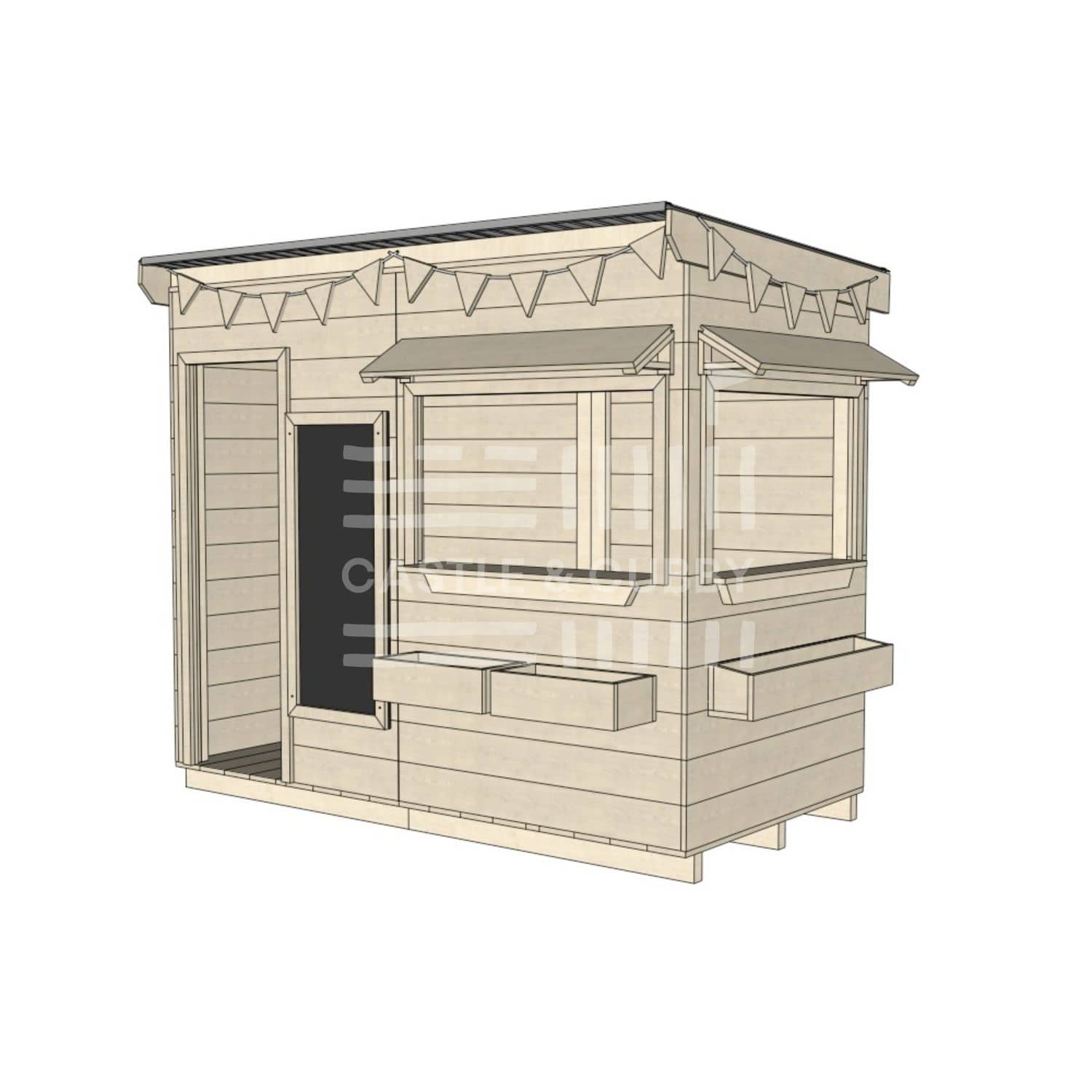 Flat roof raw extra height wooden cubby house commercial education midi rectangle accessories